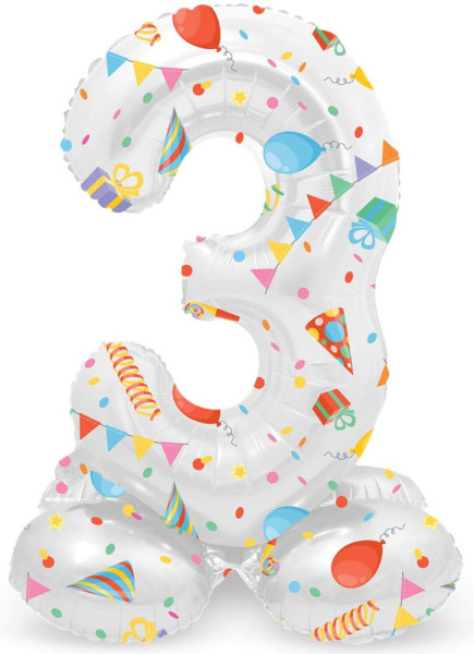 Standing Number 3 Partytime Balloon 72cm