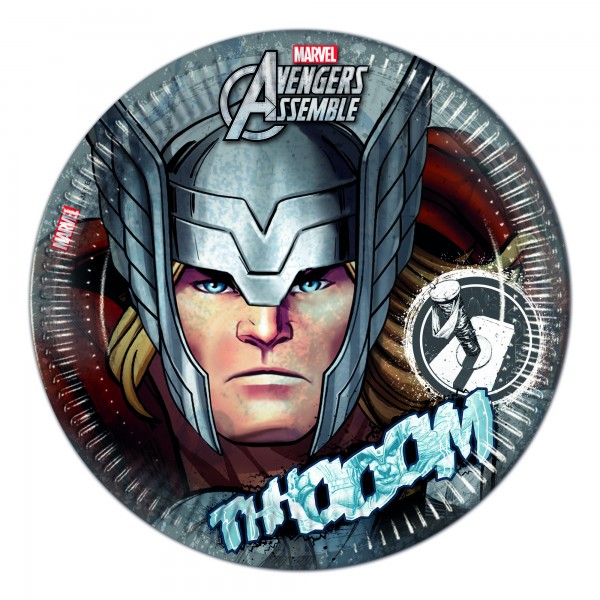 8 Avengers League Thor paper plates 23cm