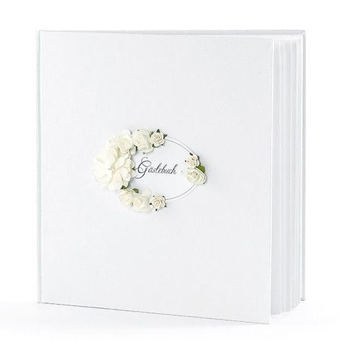 Gastenboek met witte rozen 22 pagina&#039;s