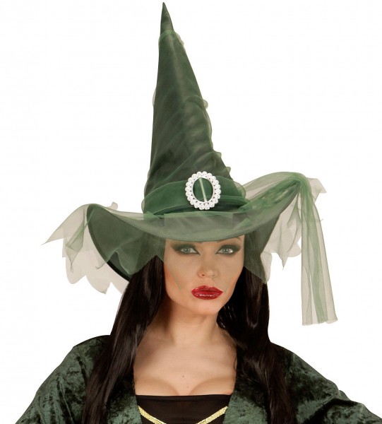 Chapeau de sorcière Euphelia en vert 2