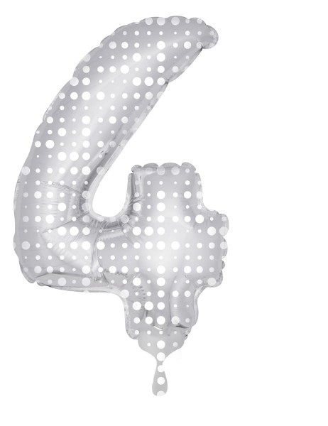 Foil balloon number 4 silver-white 86cm