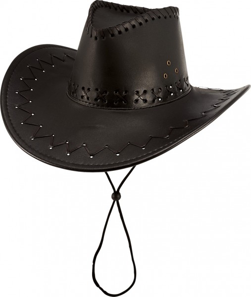 Chapeau cuir cowboy Ranger noir
