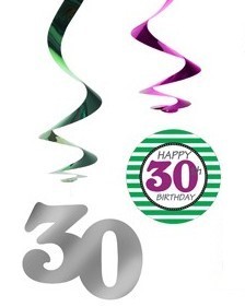 7 Wild 30th Birthday spiral hangers 60cm