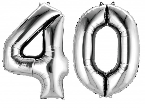 Folienballon Zahl 40 silber metallic 86cm