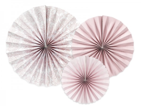 3 peony paper rosettes dusky pink