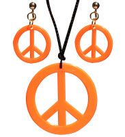 Oversigt: Hippie peace smykkesæt i orange