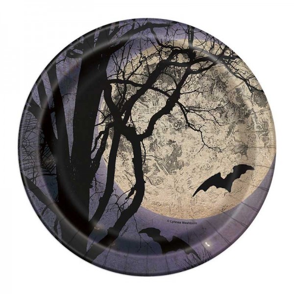 8 platos de papel de Halloween Spooky Night