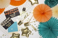Vista previa: 3 rosetones de papel party star naranja