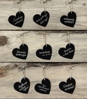 Preview: 10 black heart gift tags 5 x 4.5cm