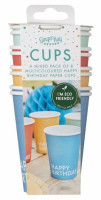 Preview: 8 eco birthday paper cups 250ml colored