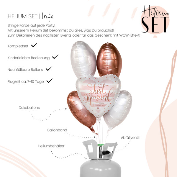 Verliebt Verlobt Verheiratet Ballonbouquet-Set mit Heliumbehälter 3