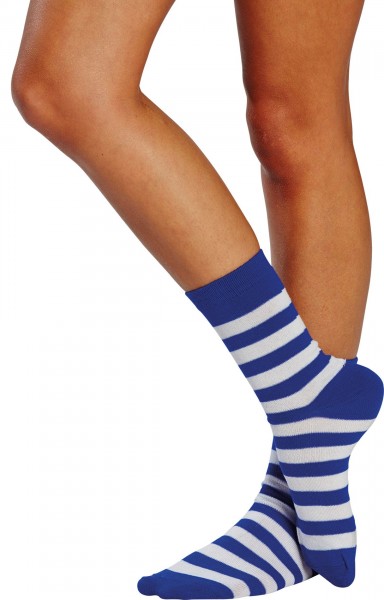 Short blue and white striped stockings