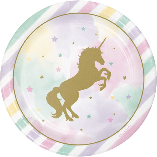 Glitter unicorn paper plates
