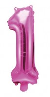 Preview: Number 1 foil balloon fuchsia 35cm