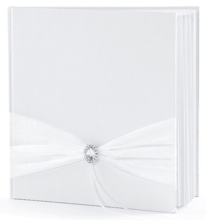 White guest book with jewel 20.5cm