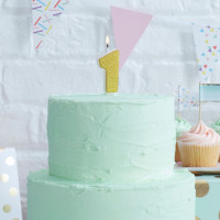 Aperçu: Bougie gâteau numéro 1 Golden Mix & Match 6cm