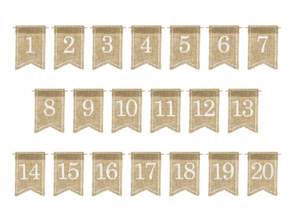 20 signes de numéro de table en toile de jute