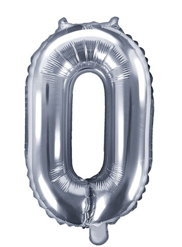 Number 0 foil balloon silver 35cm