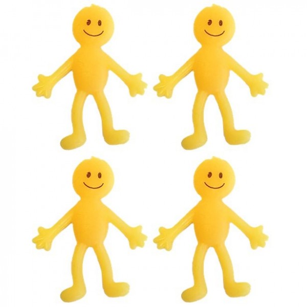 4 rozciągliwych, żółtych uśmiechniętych mężczyzn