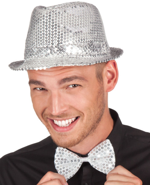 Groovy sequin bow tie silver