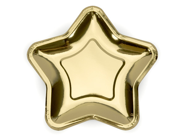 6 platos de estrella dorados 23cm