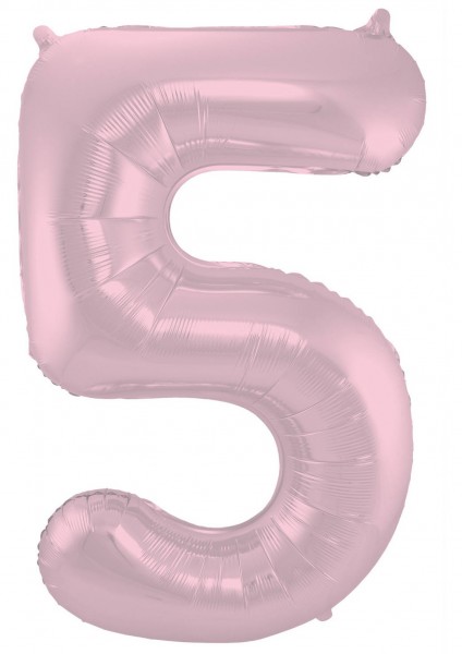Matt nummer 5 folieballong rosa 86cm