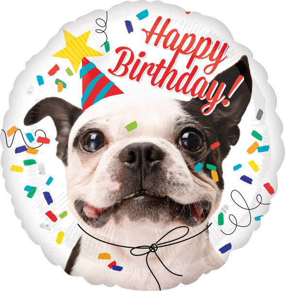 Foil Balloon Happy Birthday Dog Round 43cm