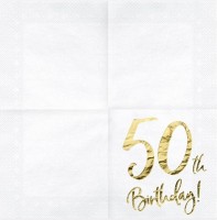 20 glansede 50-års fødselsdags servietter 33cm