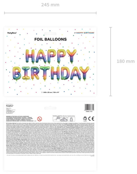 Happy Birthday Schriftzug Regenbogenfarben 3