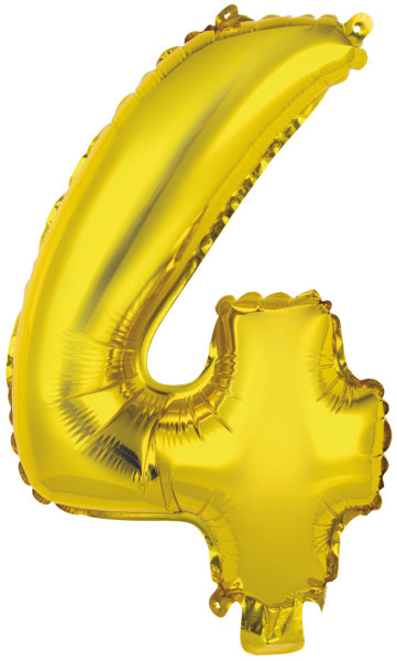 Mini balon foliowy numer 4 złoty 40cm