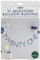 Vorschau: Blaue Zahl 21 Girlande mit Ballons