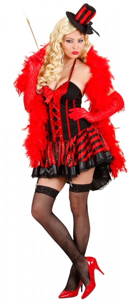 Burlesque Showgirl Ladies Costume Black Red 3