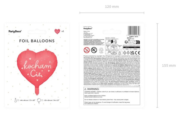 Kocham Cie Herz Folienballon 45cm 3