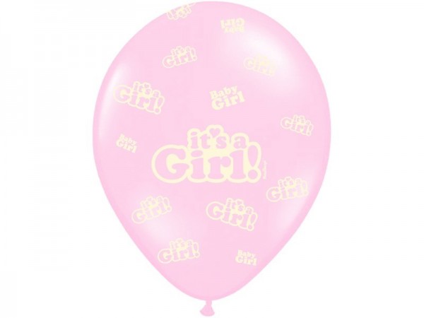 6 globos Its A Girl rosa 30cm