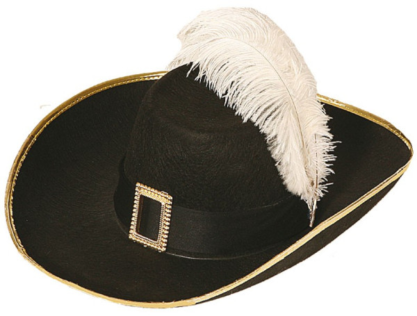 Szlachetny kapelusz myśliwski ze złotą obwódką i piórem
