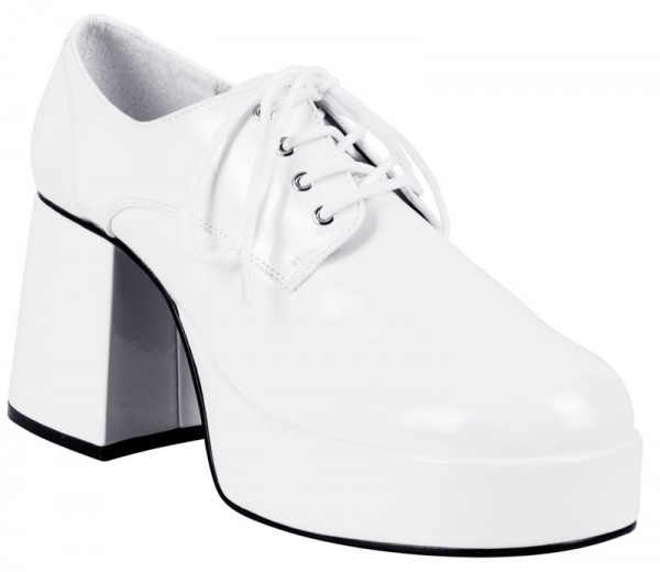 White disco patent leather platform shoes 2