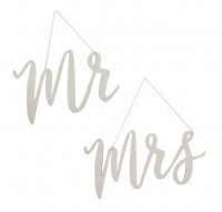 2 sagobröllopsskyltar från Mr & Mrs