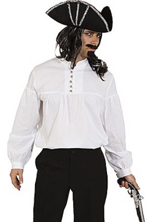 Wit piraten shirt met opstaande kraag