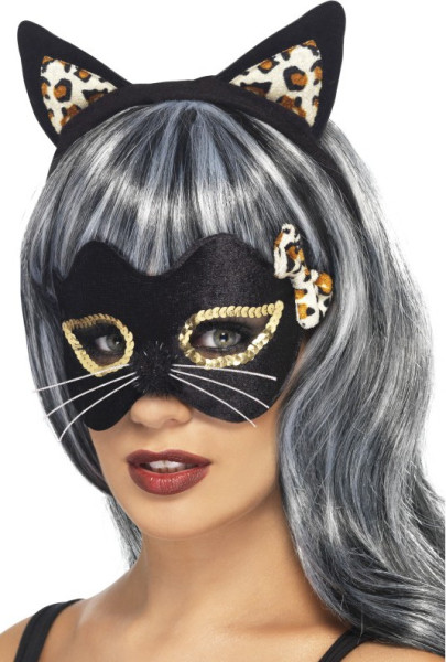 Schwarze Kätzchen Maske Und Ohren