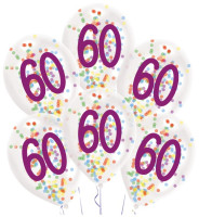 6 balonów konfetti na 60. urodziny o średnicy 28 cm