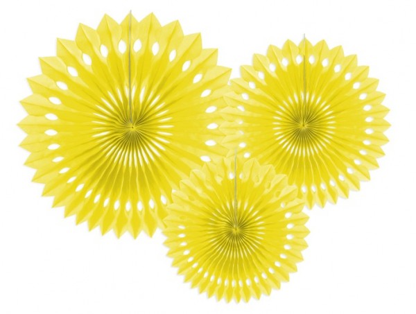 3 paper rosettes Kate yellow