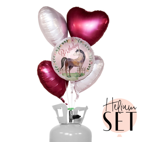 Charming Horse Birthday Ballonbouquet-Set mit Heliumbehälter