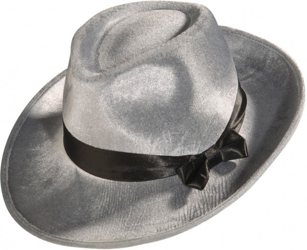 Sombrero mafia gris aterciopelado