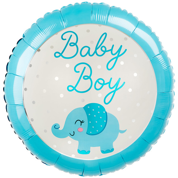 Baby Boy Blue Elephant Folieballong 45cm
