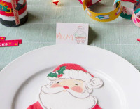 Vista previa: 16 servilletas de Papá Noel con tarjetas de lugar