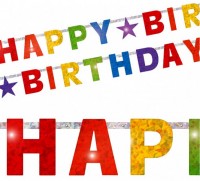 Aperçu: Guirlande scintillante joyeux anniversaire arc-en-ciel magique 240cm