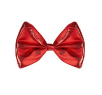 Bright red metallic bow tie