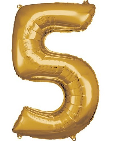 Golden number 5 foil balloon 86cm