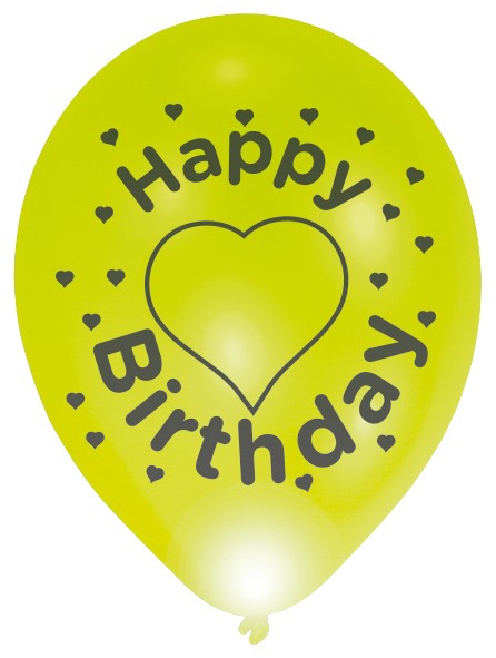 4 Happy Birthday LED-balloner med hjerter 3