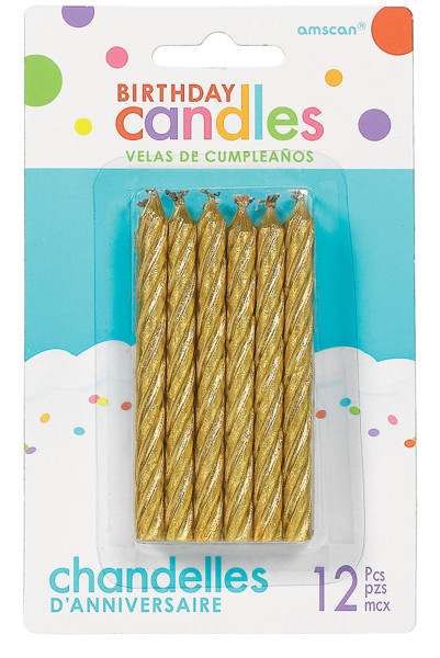12 candele di compleanno Loop Gold 5,3cm